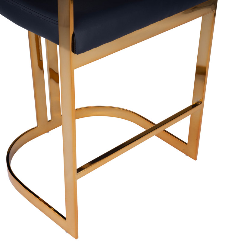 Butler Bravo Faux Leather Counter Stool, Counter Stool (24.5” Seat Height), Gold, Black