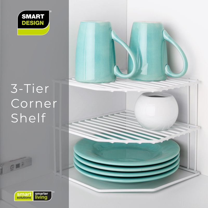 White 3-Tier Kitchen Corner Shelf Rack with PE Finish