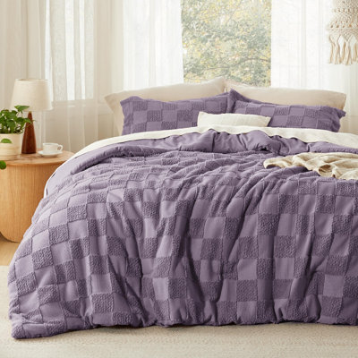 Ensemble d'édredon pour lit ferme à carreaux touffeté Boho, 230GSM