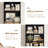 2-piece Tall Bookcase Set With Extra Desktop, Adjustable Shelves, And Enclosed Storage, Multi-functional Storage Bookshelf In White/black-1478182574