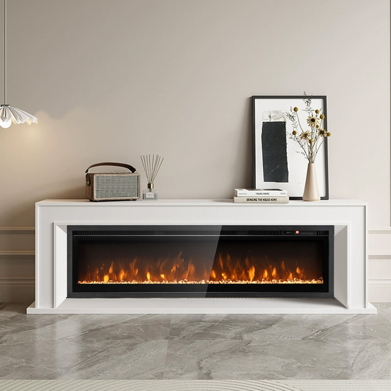 Metro Lane Black Electric Fireplace, 34.1cm H x 127cm W x 14.2cm D