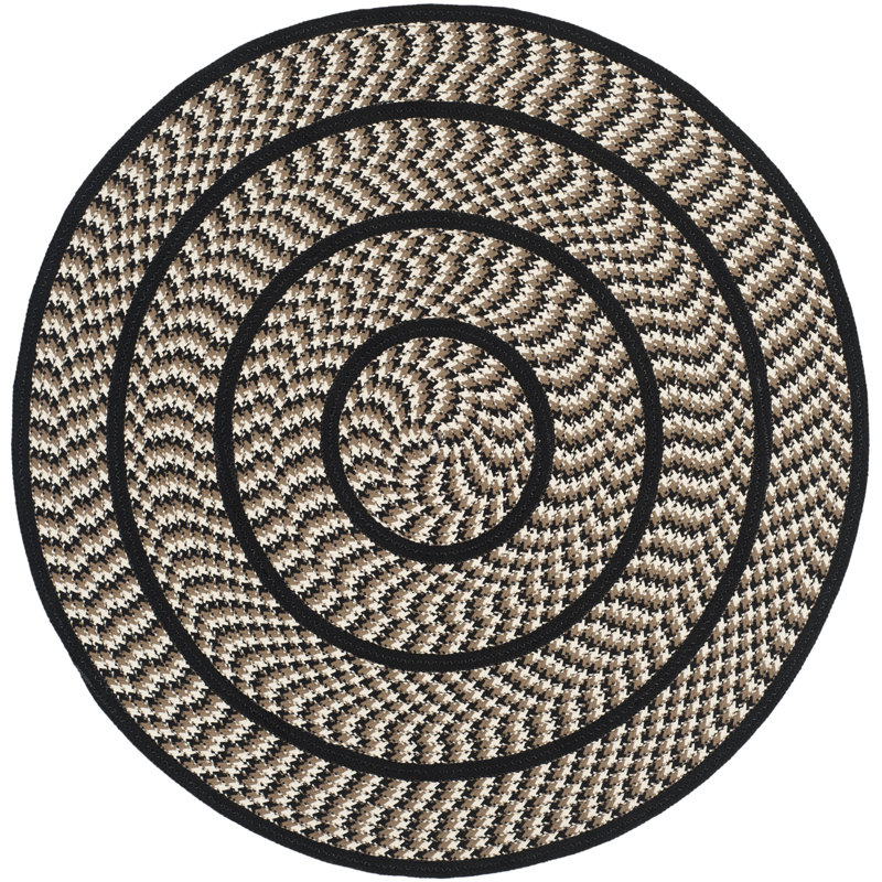 Tapis ivoire / brun tressé à la main Georgina, Rond 3 pi