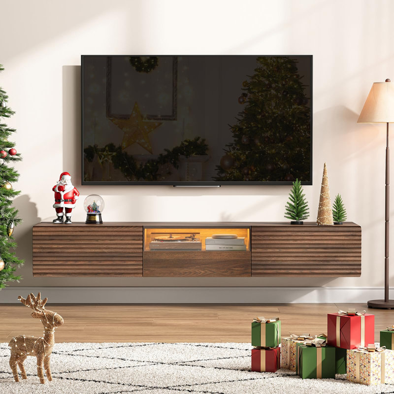 Meuble télé 63 po pour téléviseur de 75 po ou moins, Walnut