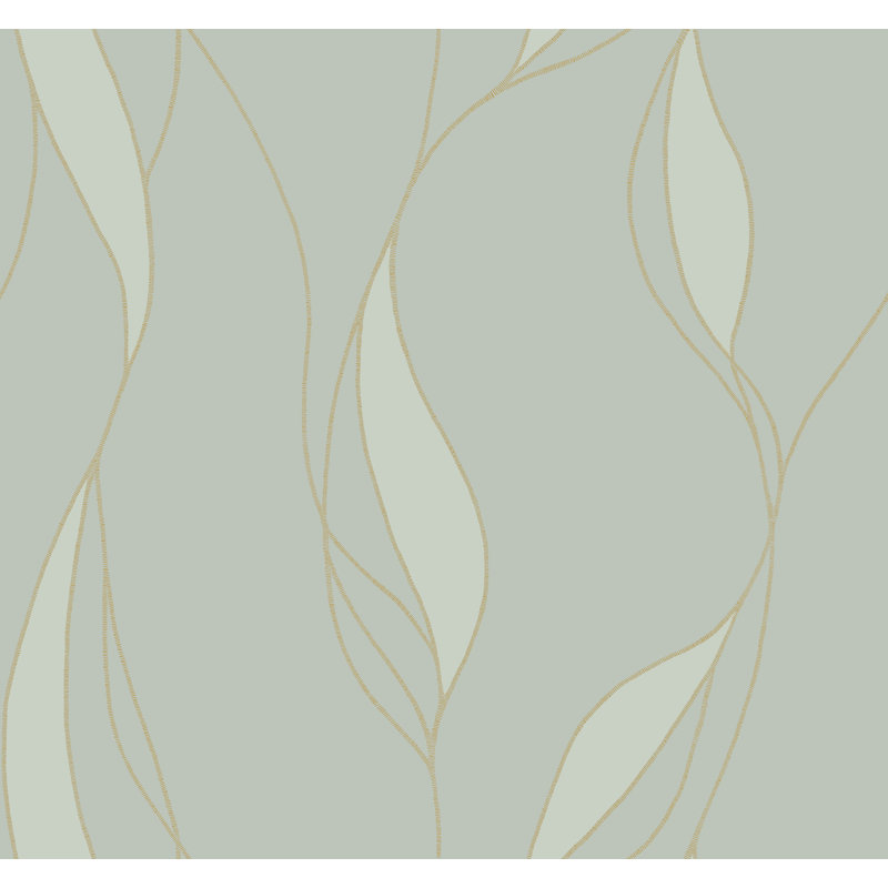 Papier peint à feuilles abstraites Society Hill Mint, Vert