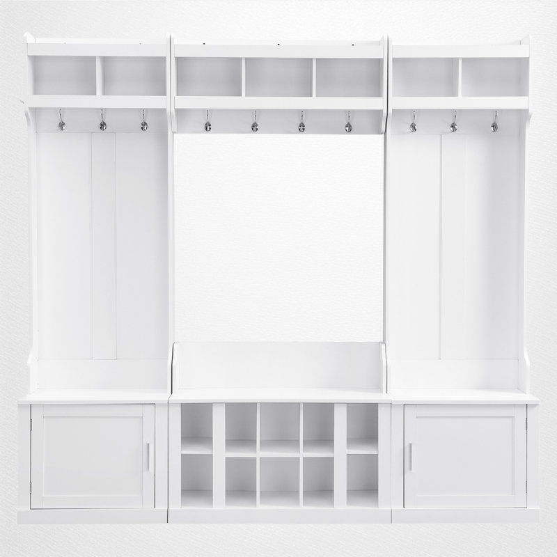 Arbre d'entrée de 82,63 po de largeur avec banc et rangement, Blanc