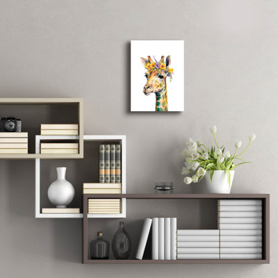  «Girafe avec fleurs» par Svetlana Aleynikova, art mural en verre acrylique, 12 po x 16 po