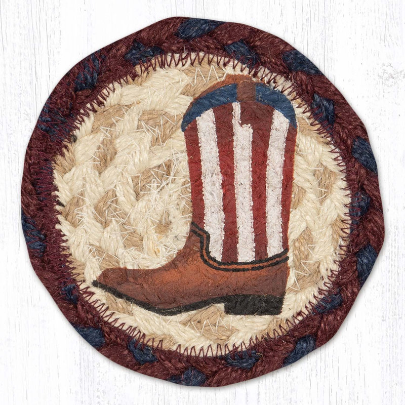  American Boot Printed Coaster 5" H Rustic Western Decor