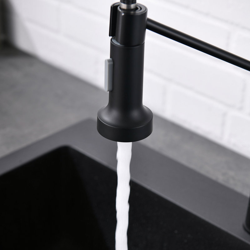 Robinet de cuisine noir, douchette rétractable, fabrication en laiton, poignée simple, robinet d'évier à contrôle de température sans robinet, noir, laiton, valve chaude et froide à trou
