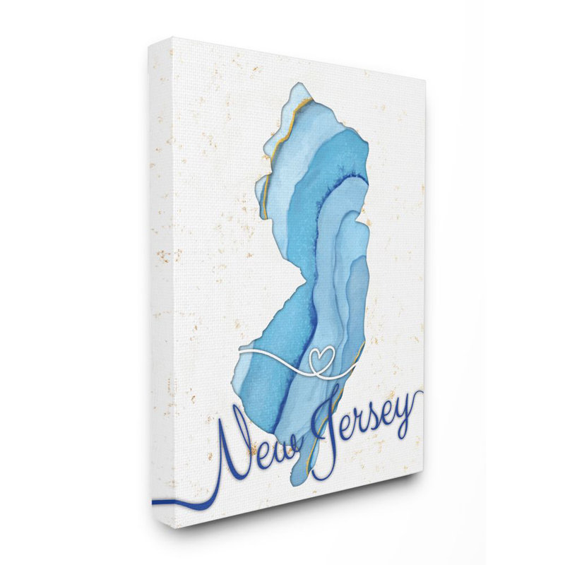 «New Jersey Agate Blue US State Design», impression sur toile, Toile tendue, H 20 po x l 16 po