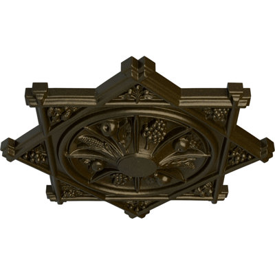 Endurathane Antilles Ceiling Medallion, 38 1/4"OD x 1 1/2"P (Fits Canopies up to 6"), Hand-Painted Green Gold Finish