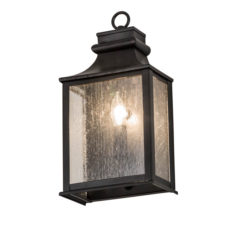 Bastille Black and Clear Glass Outdoor Wall Lantern