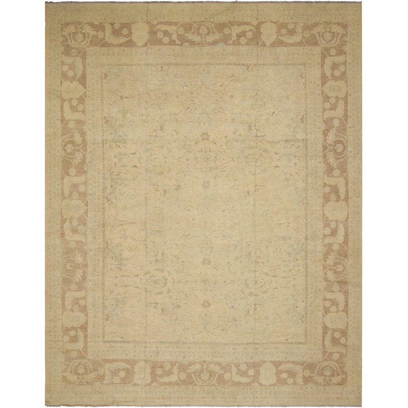 Tapis oriental en laine ivoire / brun 11 pi 10 po x 14 pi 5 po Aarav
