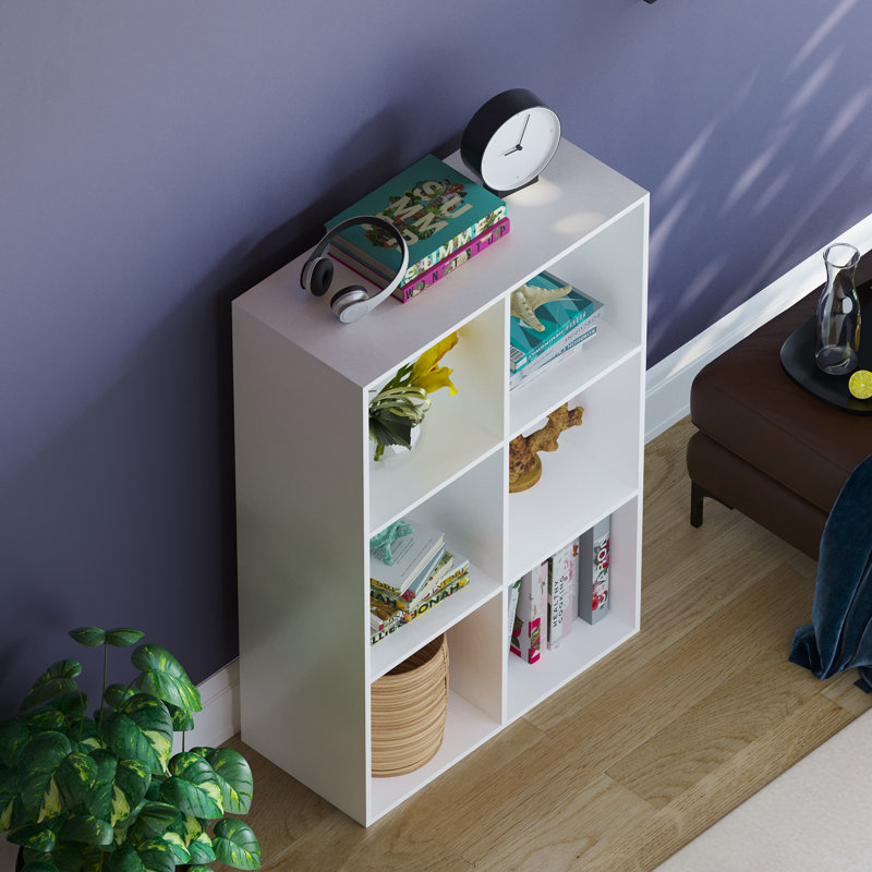 Oreland Cube Bookcase, White, 96.5cm H x 64.5cm W x 29cm D
