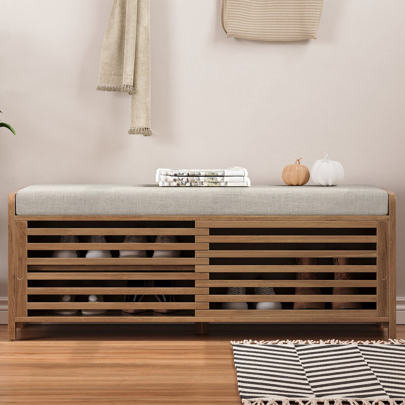 Banc à chaussures avec rangement et coussin, Blanchies