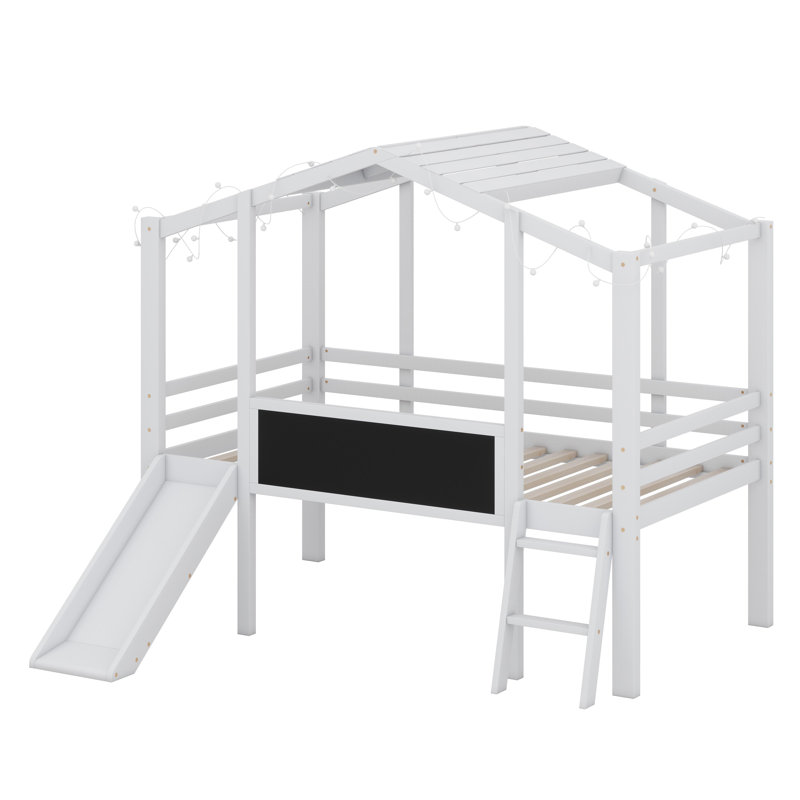 Lit mezzanine avec échelle et glissade, Blanc