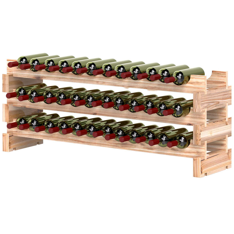 Carvel Solid Wood Wine Bottle Rack Brown