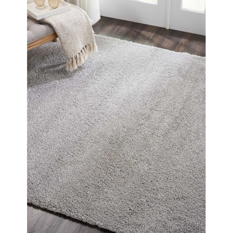 Tapis argenté à longs poils Sunny, Carré 7 pi 10 po