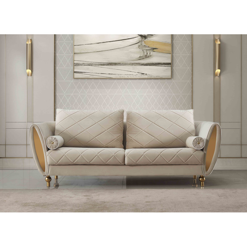 Vaughan 91'' Velvet Sofa, Beige
