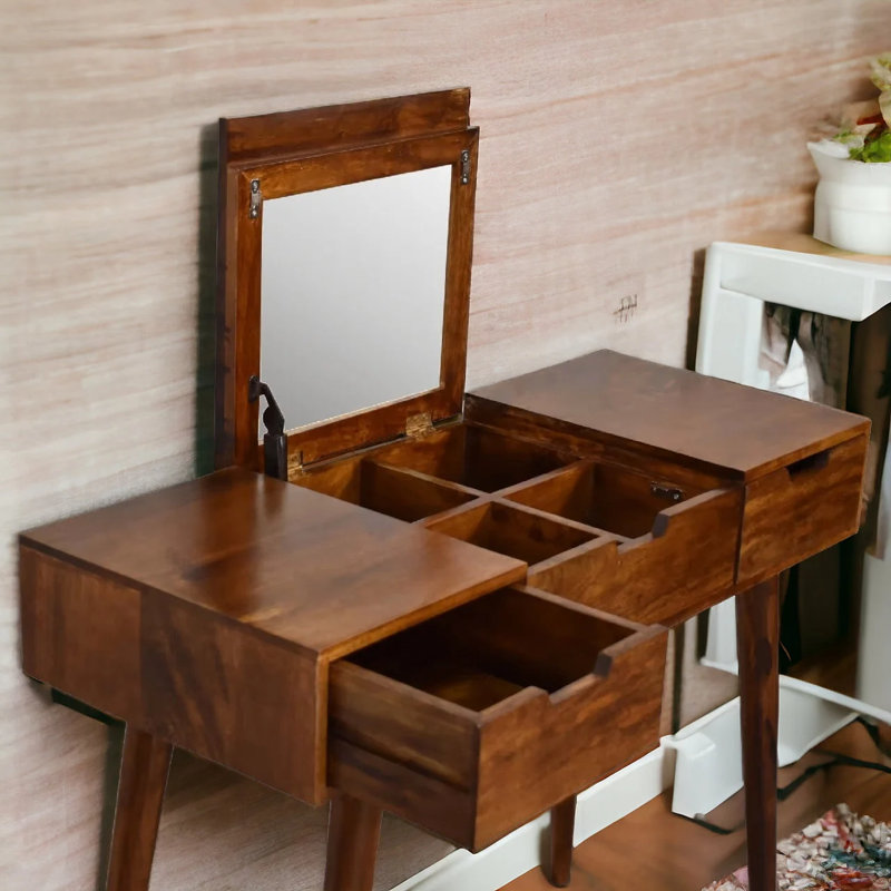 Gustine Dressing Table with Mirror, Beige