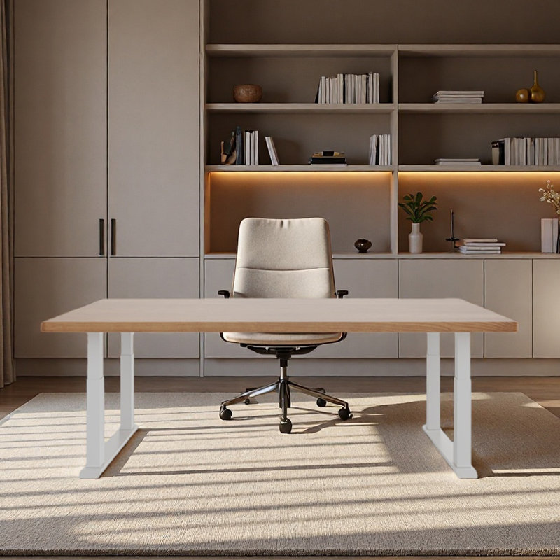 Bureau à hauteur réglable pour table de travail en bois massif, H 46,85 po x l 70,87 po x P 31,5 po