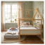 Lit maison blanc en bois pleine grandeur avec accents de couleur bois original-129416872