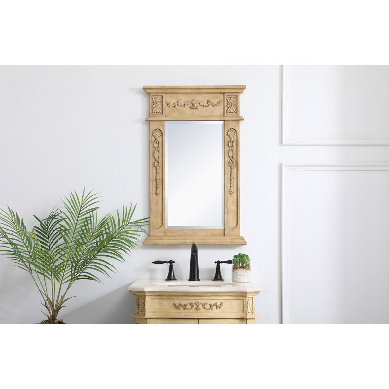 Miroir de salle de bain/meuble-lavabo traditionnel Nai, Beige antique, 28 po x 18 po