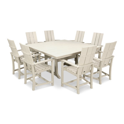 Ensemble de salle à manger à tréteaux campagnard 9 pièces POLYWOOD