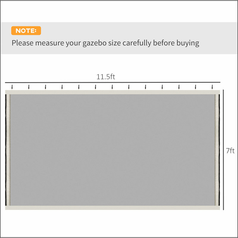 Outsunny 10' x 13' Replacement Mesh Sidewall Netting for Patio Gazebos and Canopy Tents with Zippers (Sidewall Only)