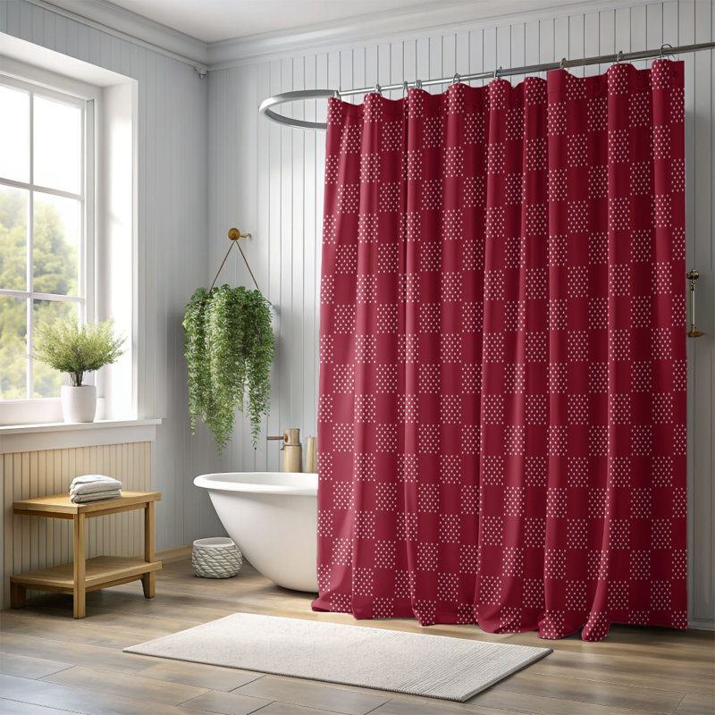 Red Spots - Rideau de douche Premium, H 74 po x l 71 po