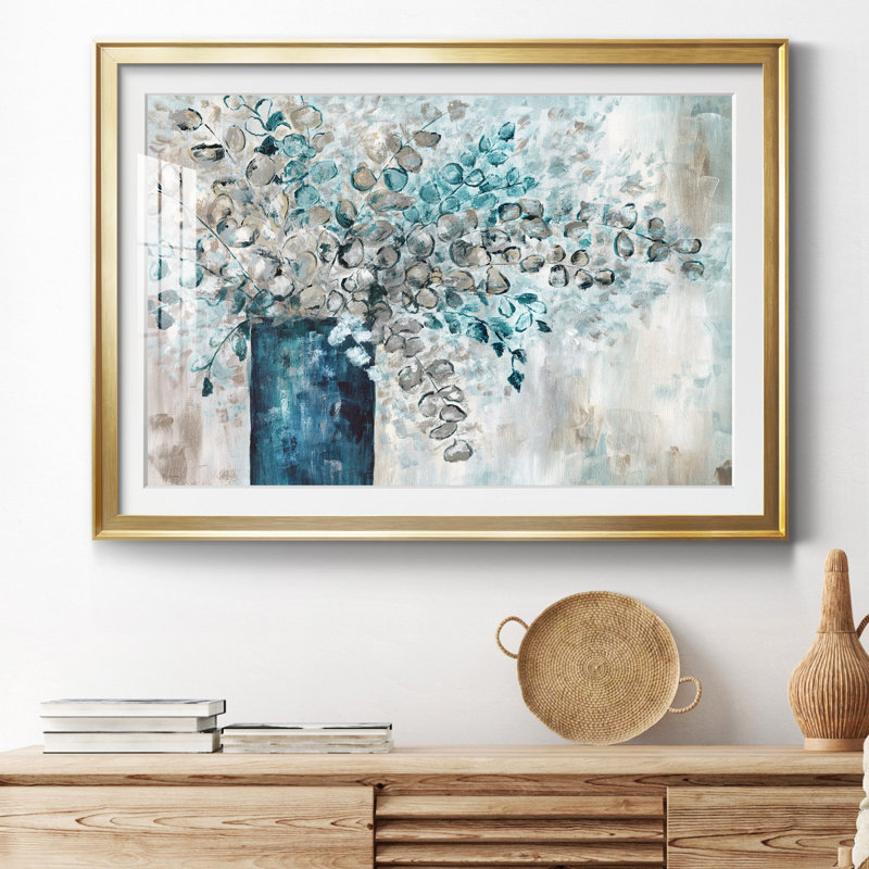 Eucalyptus - Peinture encadrée, H 26,5 po x l 36,5 po x P 1,5 po, Papier avec cadre doré