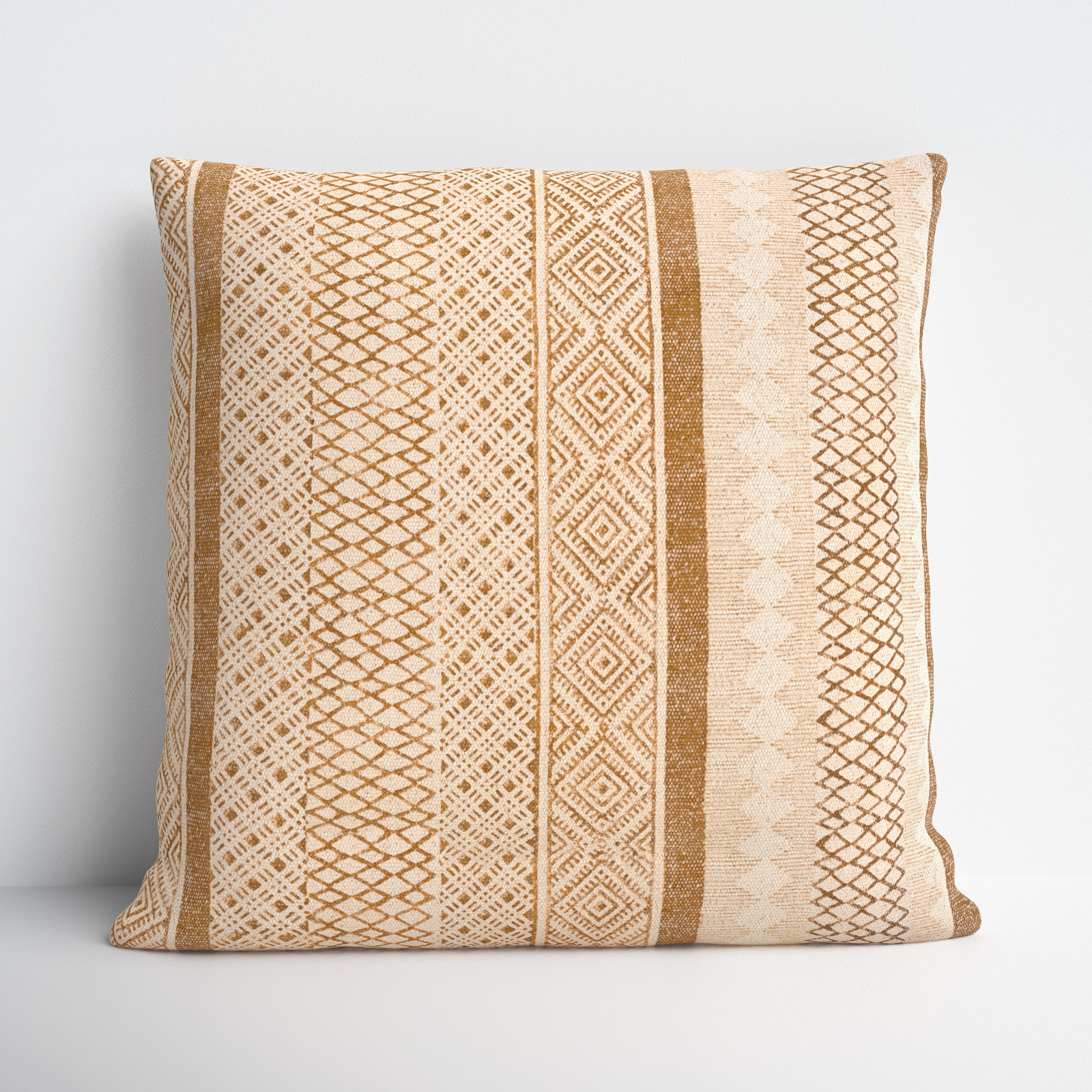 Zetta Geometric Cotton Throw Pillow, 22" x 22", Pillow Cover Only - No Insert, Light Beige/Tan