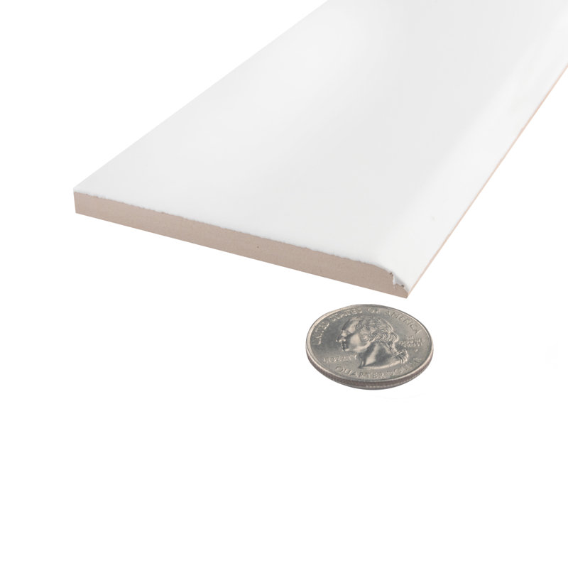 Battiscopa 18" x 3" Ceramic Bullnose Tile Trim, Matte White