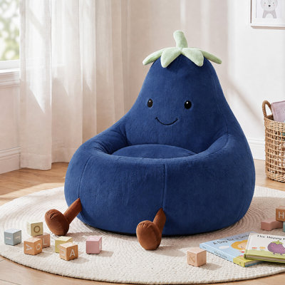 Cartoon Eggplant Bean Bag Chair, Kids Room Eggplant Sofa With Washable Sofa Cover Or Reading, Lounging And Watching TV