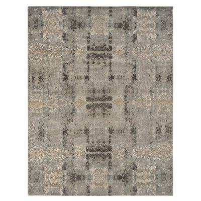 Tapis gris nouvel âge en soie 9 pi x 11 pi 7 po Carinda