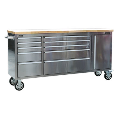 37.4" H x 78.35" W x 19.29" D and Cupboard Stainless Steel Mobile Tool Cabinet