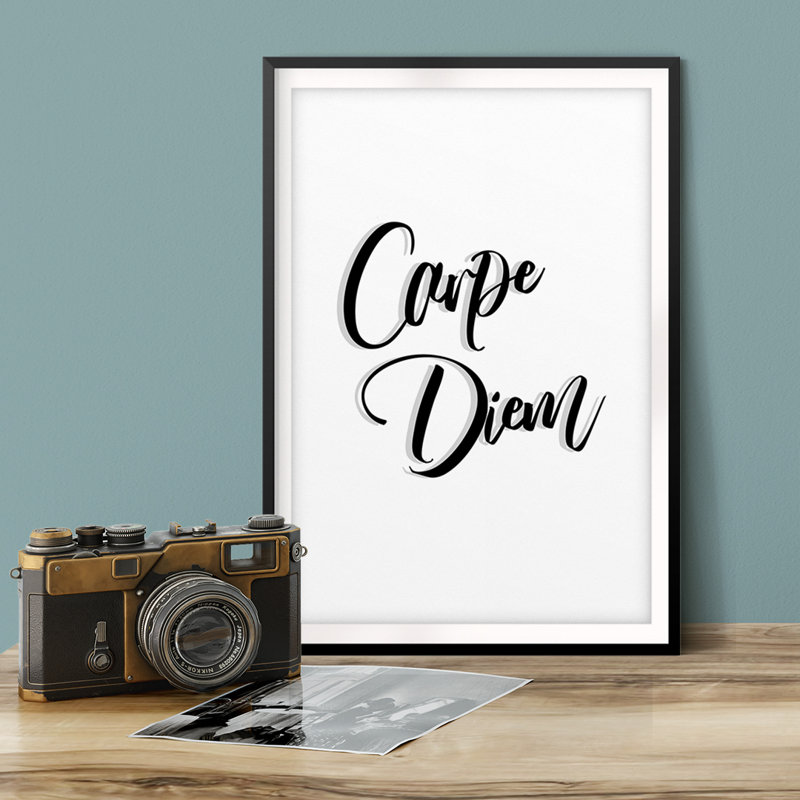 Carpe Diem - Reproduction d'art textuel sur papier encadré, H 14 po x l 11 po x P 0,005 po
