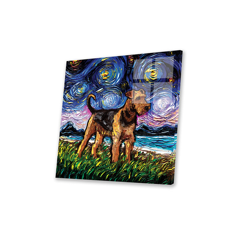 «Airedale Terrier Night On Plastique / Acrylique» par Aja Treves, peinture