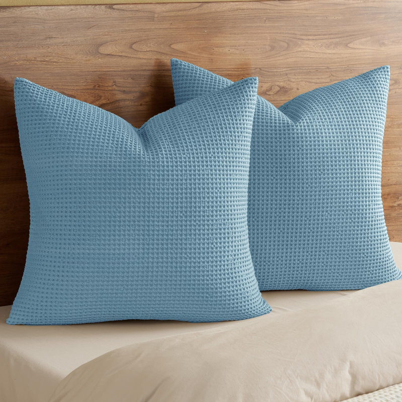 PHF 100% Cotton Waffle Weave Pillow Cover, 2 Pack Elegant Home Decorative Square Throw Pillow Covers for Bed Couch Sofa