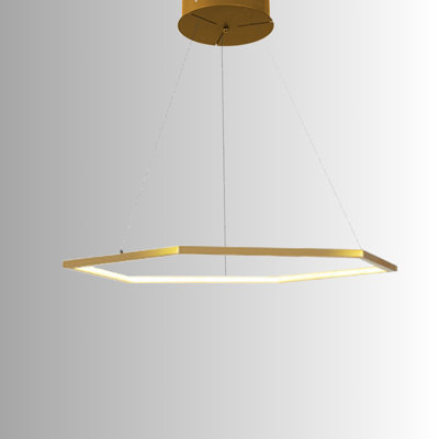 Berrick 1 - Modern LED Single Hexagon Chandelier Stainless Steel Adjustable Gold Ceiling Light