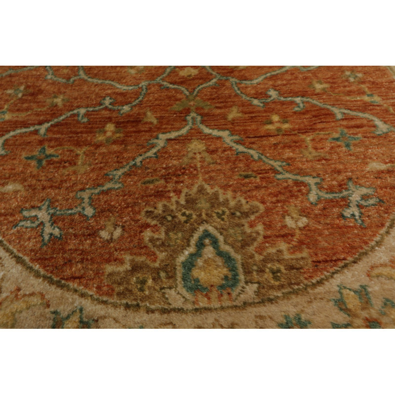 Tapis orange brûlé en laine noué à la main 3 pi 1 po x 3 pi 1 po Agra