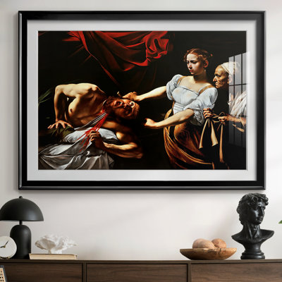 Judith Beheading Holofernes-Caravaggio-Framed Print with Mat and glass-c. 1599–1602