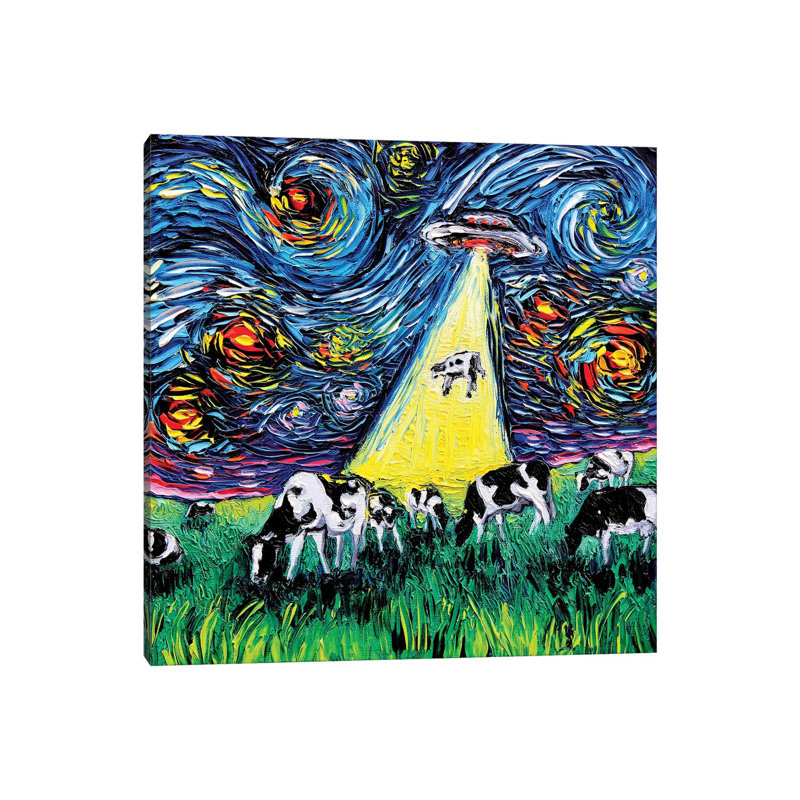 " Van Gogh Was Never Abducted " by Aja Trier, Wrapped Canvas, No Mat, 12" H x 12" W x 1.5" D