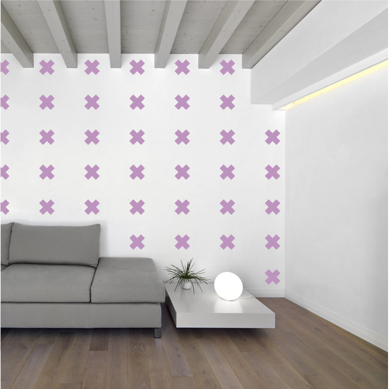 Décalcomanie murale à motifs croisés suisses, Lilas, H 6 po x l 6 po x P 0,01 po