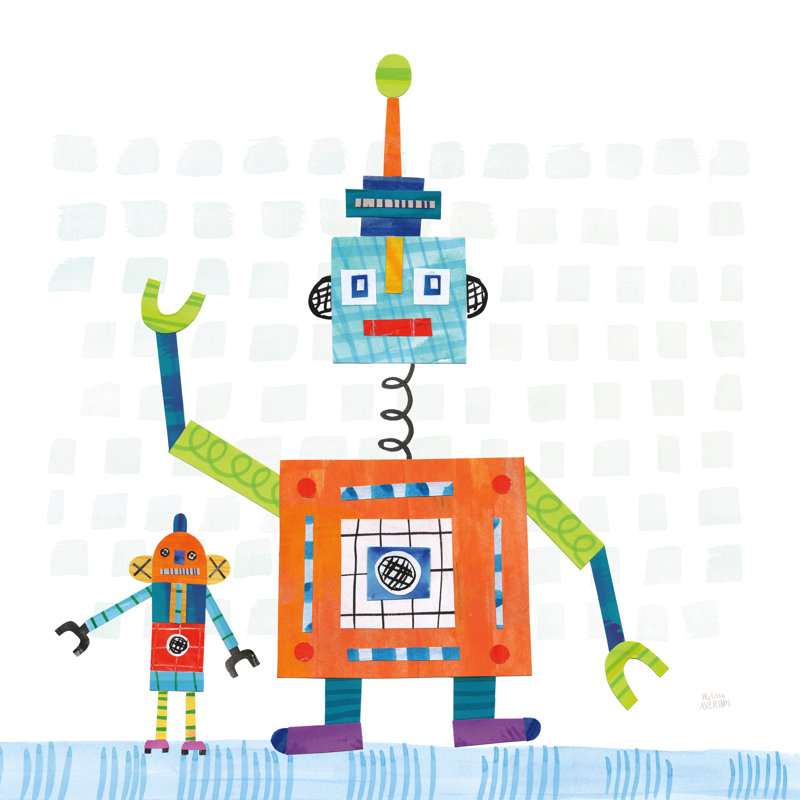 Robot Party III On Square Toys by Melissa Averinos - Wrapped Canvas Print, 30cm H x 30cm W x 3.8cm D