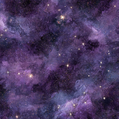 Papier peint adhésif autocollant Galaxy Starry ciel étoilé mauve foncé Cosmic Dreamy Celestial