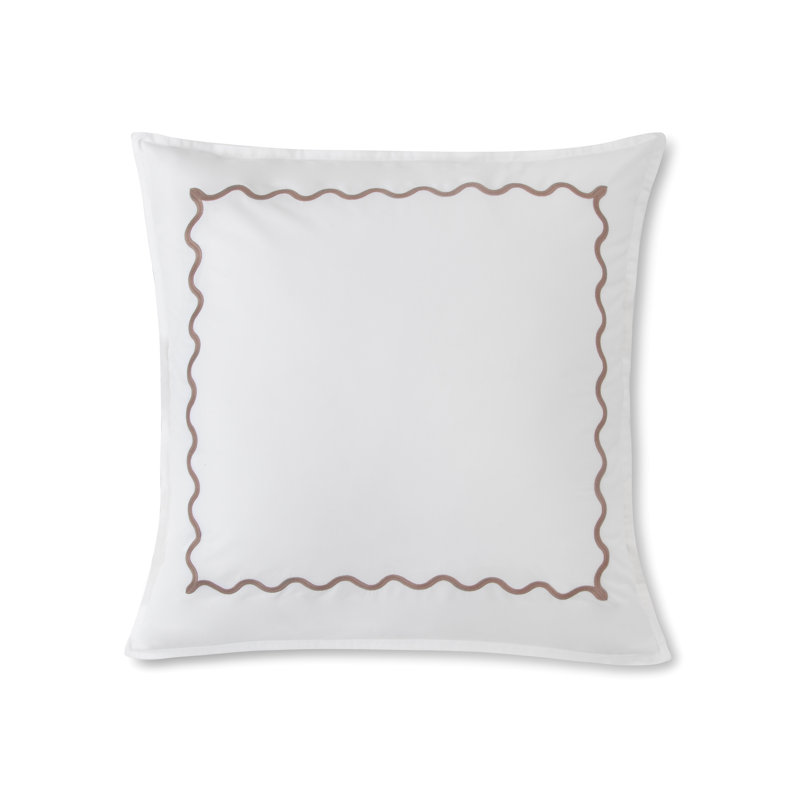 Ripple Bedding Sham, Euro, White/Taupe