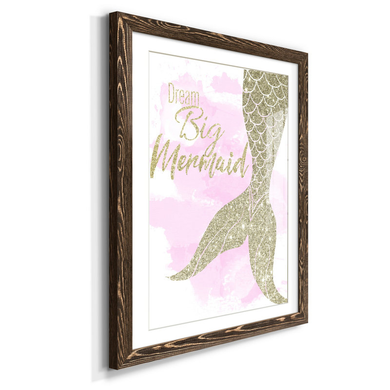 «Dream Big Mermaid», reproduction d'art sur papier encadrée, Noyer, H 31,5 po x l 23,5 po x P 1,5 po