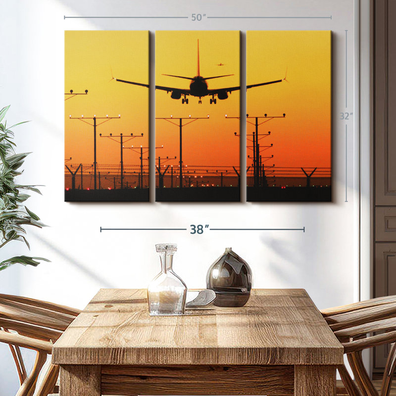 " Airport Landing Silhouette ", 32" H x 50" W x 1.25" D