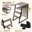 Meuble de litière pour chat double couche avec plateforme, échelle, hamac et porte en filet métallique, maisonnette d'intérieur moderne pour chats multiples-659737356