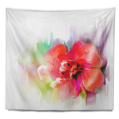 Magnifique tapisserie à aquarelle florale rouge